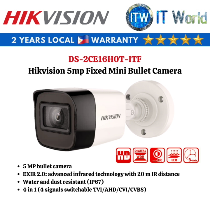 ITW | Hikvision 5mp Fixed Mini Bullet Camera (DS-2CE16H0T-ITF) | Lazada PH