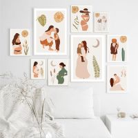 Nordic Wall Art ภาพวาดผ้าใบฉลอง Motherhood,เหมาะสำหรับห้องเด็ก,ห้องนอน,ตกแต่งบ้าน,ศิลปะพิมพ์แม่และทารกตั้งครรภ์