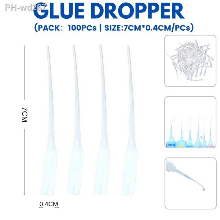 100pcs Super Glue Dropping Tube Nozzle Adhesive Tool Miniature 502 Glue