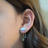 Original Cute Cloud Blue Rain Drop Dangle Earrings For Women 2022 Sweet White Glaze Charming Jewelry