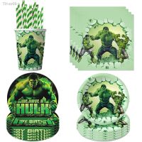 № The Avengers Hulk Decoration Supplies Superhero Disposable Cups Plates Napkins Banner Kids Birthday Party Decor For Baby Shower