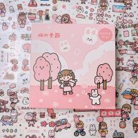 สติ๊กเกอร์ไดคัท  Pink girl &amp; Rabbit 100 แผ่น/กล่อง