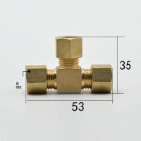 Brass Tee 3 Way Commpression Fitting Union Connector Fit Tube OD 8mm Water Gas Fuel