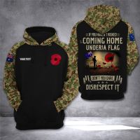 HX แฟชั่นบุรุษ Hoodie ชื่อที่กำหนดเอง Anzac Day3D รูปแบบลายพรางกีฬาเสื้อลำลองกระเป๋า Pullover เสื้อส่งตรง