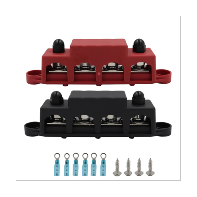 Busbar Box Plate 250A 4 Terminals High Current Busbar Cable Box Auto Max Connection Amplifier Power Box Parts Nylon M8