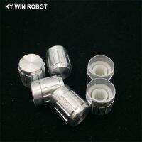 5Pcs 15x17MM White Metal 6mm Knurled Shaft Potentiometer Control Knobs