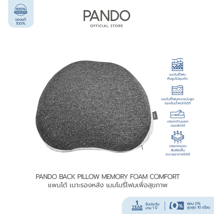 pando-back-pillow-memory-foam-comfort-แพนโด้-เบาะรองหลัง-เมมโมรี่โฟมเพื่อสุขภาพ