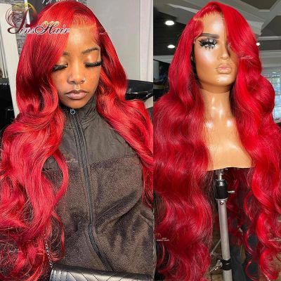 【jw】☾  Front Human Hair Wigs Burgundy 99J Colored 13X4 Frontal Wig Pre Plucked Women180