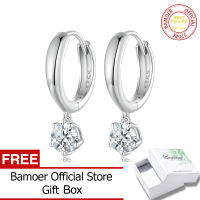 BAMOER 0.5CT 925เงินสเตอร์ลิงเพชรโมอิสต่างหูห่วงแบบคลาสสิกห่วงหูสำหรับผู้หญิง MSE040ของขวัญเครื่องประดับแต่งงานชั้นดีงานหมั้น