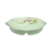 Bento Circle Keropii Green Sanrio Food Box กล่องข้าวทรงกลมกบเคโระสีเขียว ลายการ์ตูนซานริโอ ใส่อาหาร 2 ช่อง