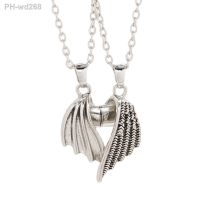 Retro alloy angel and demon couple necklace trend wing pendant magnetic for men and women