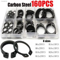 ✚✕卍 100/160/200Pcs External Retaining Circlips C-clip Washers Retaining Ring Internal Circlip Carbon Steel M6-M25 Circlip Set