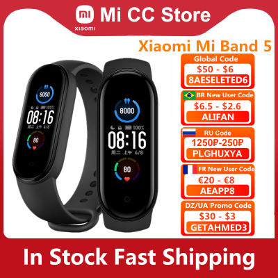 In Stock Xiaomi Mi Band 5 Sport Wristband Heart Rate Fitness Tracker Bluetooth-compatible AMOLED Screen Smart Band Bracelet