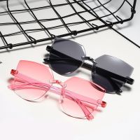 【cw】 Driver Goggles Vintage Mirrored Rimless Cat Eyes sunglasses Glasses Clear Ocean Lenses Steampunk Punk Glasses Shades UV400 ！