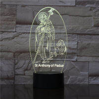 3D คาทอลิก ST Anthony Of Padua โคมไฟ Led Nightlight เทศกาลโคมไฟคริสต์มาสของขวัญตกแต่ง Supply Glow อุปกรณ์เสริมปาร์ตี้1796