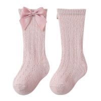 【Ready】? Girls baby socks Spanish foreign style stockings girls spring and summer breathable baby mesh socks bow socks