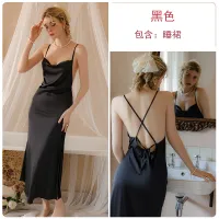 2023 Hot Summer New Pajamas Backless Temptation Pile Collar Ice Silk Strap Night Dress Womens Homewear Suit Q3414