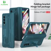 FLOVEME บานพับสำหรับ Samsung Galaxy Z Fold3 4รวมทุกอย่างพร้อมฟิล์มติดเครื่องกระจกเทมเปอร์ Z Fold3 4เคสโทรศัพท์พับเป็นขาตั้งได้