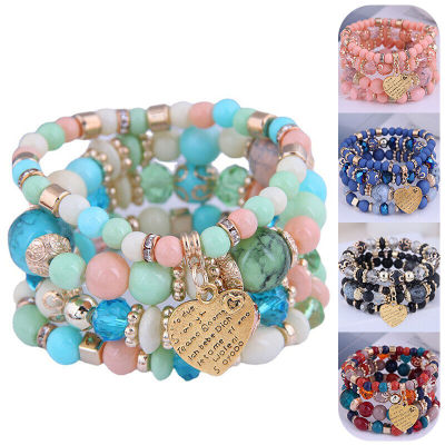 Bohemian Style Jewelry Gift For Women Multi-layer Tassel Bracelet Women Boho Jewelry Crystal Bead Bracelet