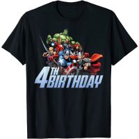 เสื้ เสื้อยืดลำลอง Marvel Avengers Action Shot 4th Birthday T-Shirt Popular T-shirtsS-5XL  TSVV