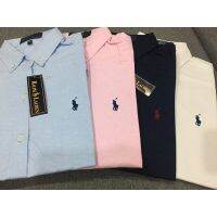 Poloลาฟลอเรนแขนยาวสีพื้นผ้าoxford 9121