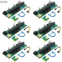 6PCS PCIE Riser สำหรับการ์ด VER 010X สีเขียว PCI Express 1X 16X Extender USB3.0สายเคเบิล4Pin Power LED สำหรับ Bitcoin Mining