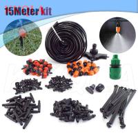 QKKQLA 15M Garden Watering Misting Sprayer Drip Irrigation Spray Mist Fog Nozzle Kit Micro Sprinklers System Plant Water Set