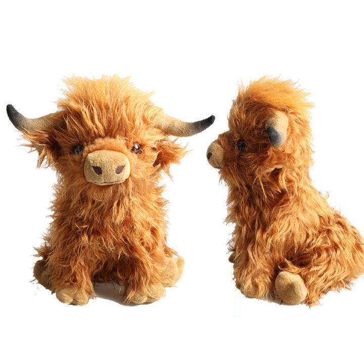 Simulasi Kawaii panas Highland Cow haiwan Plush Doll lembut dihiasi ...