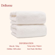 Khăn tắm lớn khách sạn spa Dolhome cotton màu trắng kích thước 90x190cm