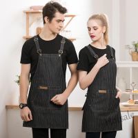 【hot sale】❇ D13 [Ready Stock]Canteen Restaurant Hotel Kitchen Apron Unisex Canvas Cooking Cook Waiter Barista Work With Big Pocket