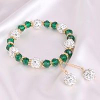 ใหม่สร้อยข้อมือลูกปัดคริสตัลสีเขียวสำหรับผู้หญิง Rhinestone เพทายลูกปัดกำไลข้อมือแฟชั่นเกาหลี Bestie เพื่อนเครื่องประดับของขวัญ