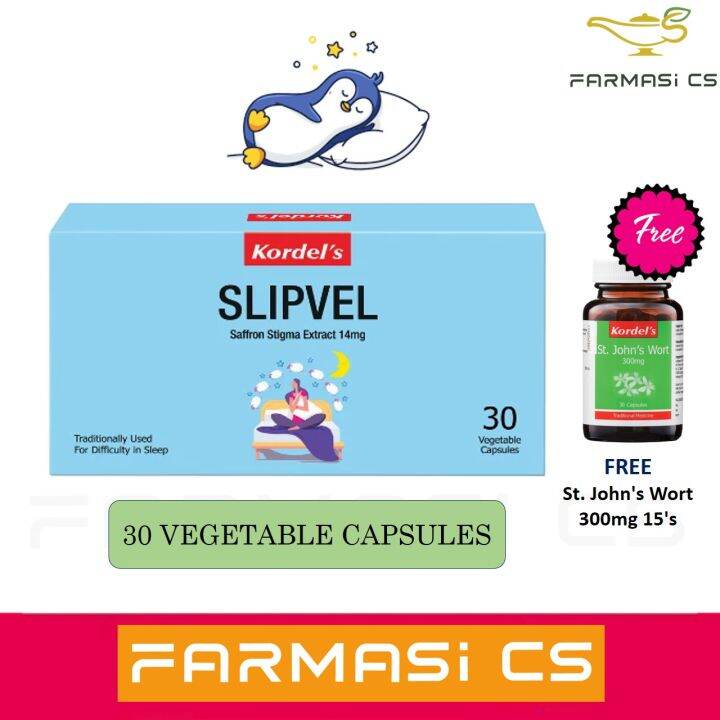 Kordel's Slipvel Saffron Stigma Extract 30 Capsules FOC St. John's Wort