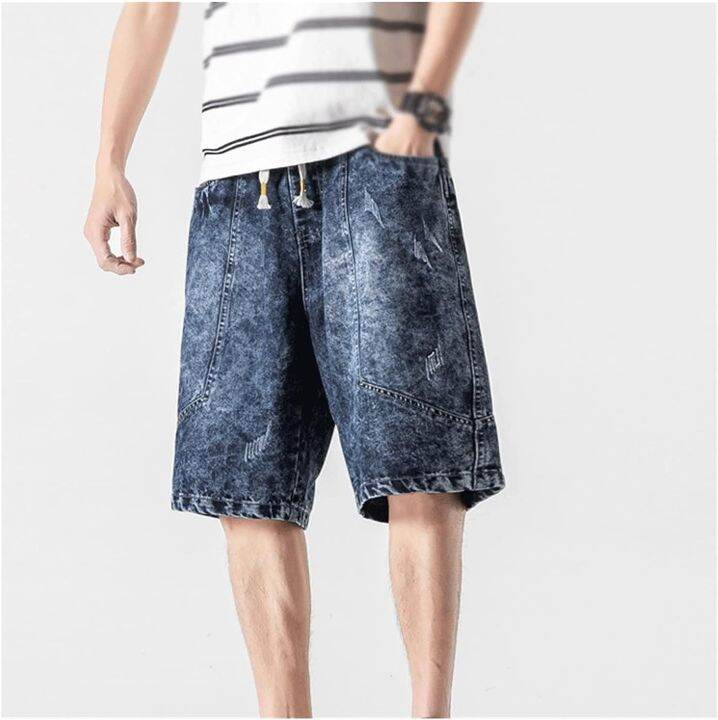 slatiom-mens-printed-knee-length-loose-plus-size-cropped-pants-plus-size-mens-summer-denim-shorts-color-a-size-mcode