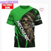 Mechanic 3D t shirt, Custom Name Mechanic Skull Shirts For Men And Women