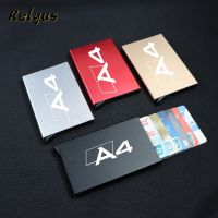 ✉✤ﺴ For Audi A4 B8 B9 B7 B6 B5 Anti-theft ID Credit Card Holder Men Women Porte Carte Thin Metal Wallets Pocket Case Accessories