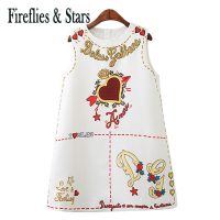 Spring Summer quality girls dress baby dress kids brand vestidos children sleeveless clothes heart letter print 2-9Y