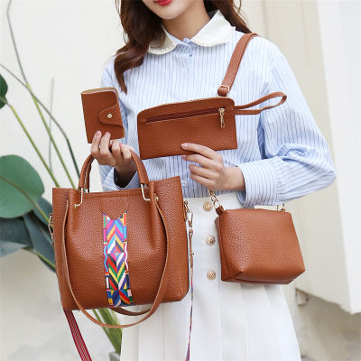 Trendy 2023 New Combination Bags Lychee Pattern Womens Bag Fashionable One-Shoulder Portable Crossbody Four-Piece Bag 2023