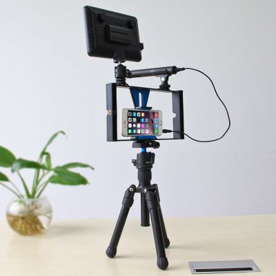 Universal Smartphone Video Rig Kit Set With Hand Grip Vlog Film Cage Phone Video Stabilizer Handheld Tripod Mount Microphone