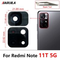 10ชิ้นกระจกกล้องถ่ายรูปสำหรับ Redmi Note 11 2201117tg ทั่วโลก Note 11S 11e 11T 5G กระจกกล้องถ่ายรูปด้านหลังพร้อมกาว