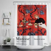 Modern Matisse พิมพ์ม่านอาบน้ำผ้ากันน้ำม่านห้องน้ำตกแต่งอ่างอาบน้ำ 12 เบ็ดคลุมอาบน้ำ 180 * 180 ซม