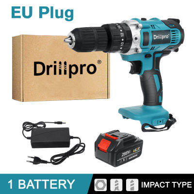 13mm Cordless Electric Drill 90N.m Cordless Screwdrive Hammer Power Tools with 2X 15000Amh Li Makita 18V Battery