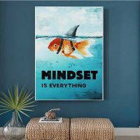 Luyameishop Aesthetic โปสเตอร์ Mindset ทุกอย่าง Shark ภาพวาด Nordic Decor ห้องนั่งเล่น Fish Wall Art ผ้าใบพิมพ์ตกแต่งบ้าน