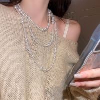 [COD] French retro pearl necklace versatile court style sweater chain high-level elegant ins geometric pendant for women