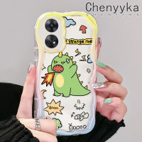 เคส Chenyyyka สำหรับ OPPO Reno 8 T 5G Reno8 T A1 Pro Reno 8 5G Reno 8 Pro 5G เคสการ์ตูนไดโนเสาร์สีเขียวน่ารักขอบเนื้อครีมเคสโทรศัพท์โปร่งใสมีในสต็อกเหมาะสำหรับเด็กผู้ชายและเด็กผู้หญิงเคสกันกระแทกซิลิโคนอ่อนชัดเจนเคส