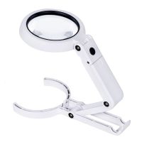 【Factory-direct】 yiyin2068 5X 11X Handheld Magnifier USB Inter 8 LED Lights Fold Bracket Desktop Reading Maintenance Multi-purpose Magnifying Glass