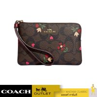 กระเป๋าคล้องมือ COACH C7654 CORNER ZIP WRISTLET IN SIGNATURE CANVAS WITH HEART PETAL PRINT (IMBMC)