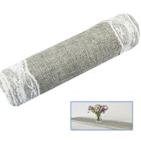 【cw】 Rustic Lace Table Runner Natural Imitated Linen Burlap Table Runners Country style Wedding Christmas Birthday Party Decoration ！