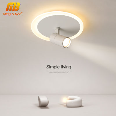 Ming&amp;Ben ไฟเพดาน LED ทางเดินที่ทันสมัยพร้อมไฟสปอร์ตไลท์สีขาวอบอุ่น15W 220V ไฟในร่มแบบปรับแสงสลัวได้สามสีสำหรับห้องโถงระเบียงของตกแต่งบ้าน