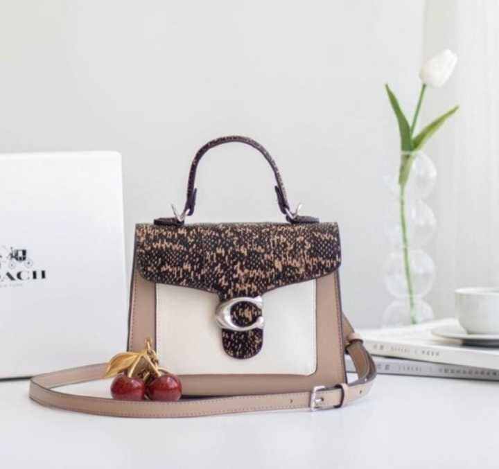 Coach Tabby Top Handle 20 In Colorblock With Snakeskin Detail Lazada