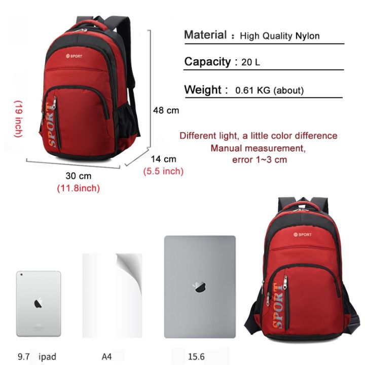 red-backpack-for-men-women-outdoor-camping-bagpack-nylon-waterproof-youth-sports-bag-couples-weekend-travel-small-back-pack-male